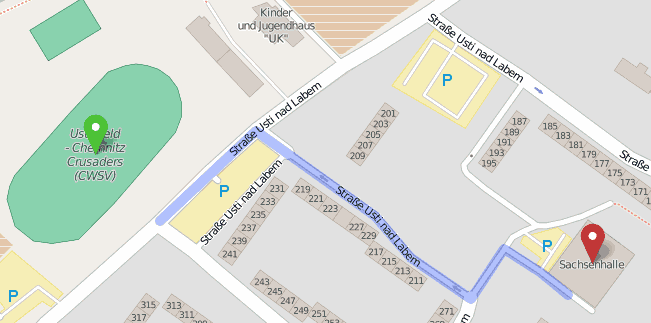 Sportplatz -> Sachsenhalle