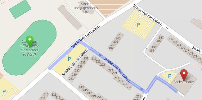 Sportplatz -> Sachsenhalle